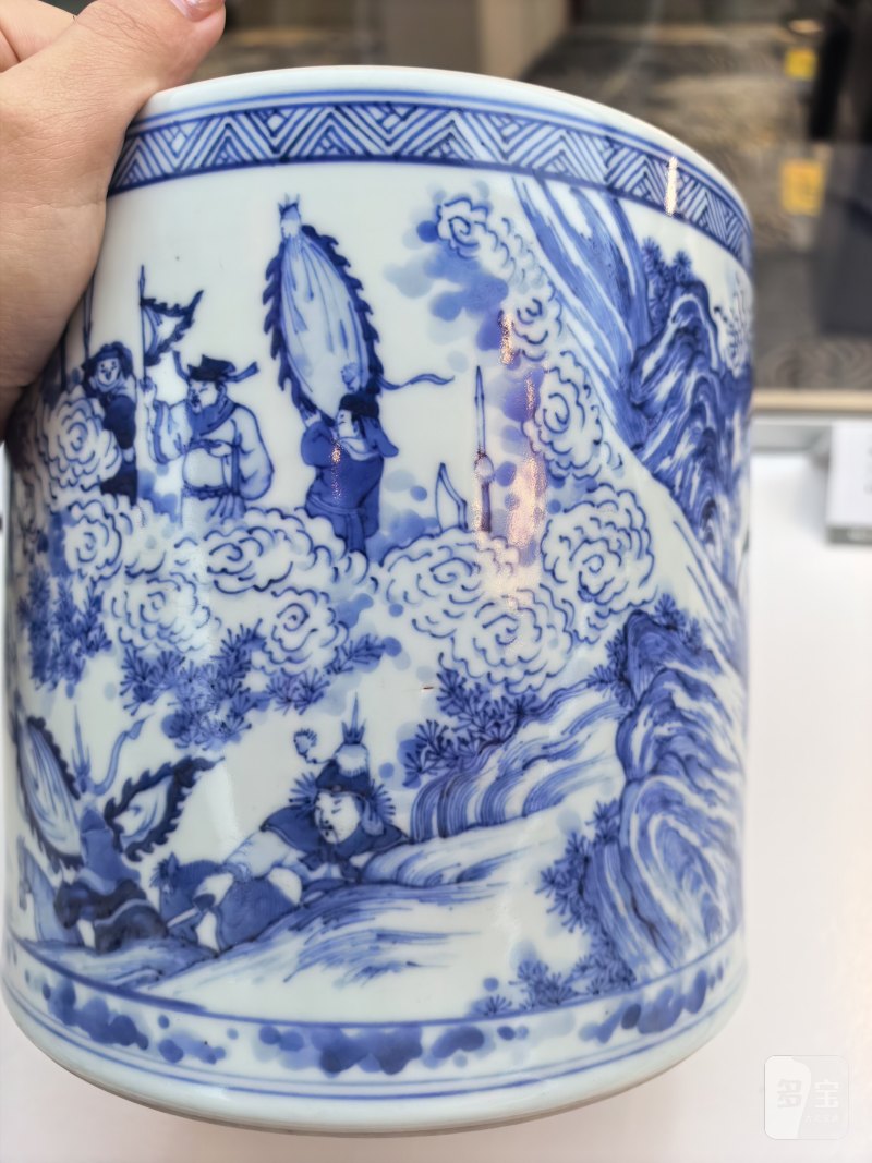 清初 青花三国故事笔海 - 图6